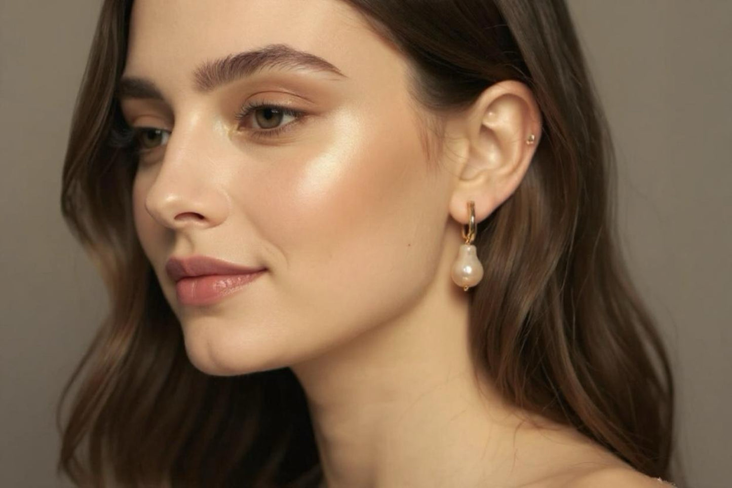 Dangling Baroque Freshwater Pearl Earrings: 14K Gold Over Sterling Silver