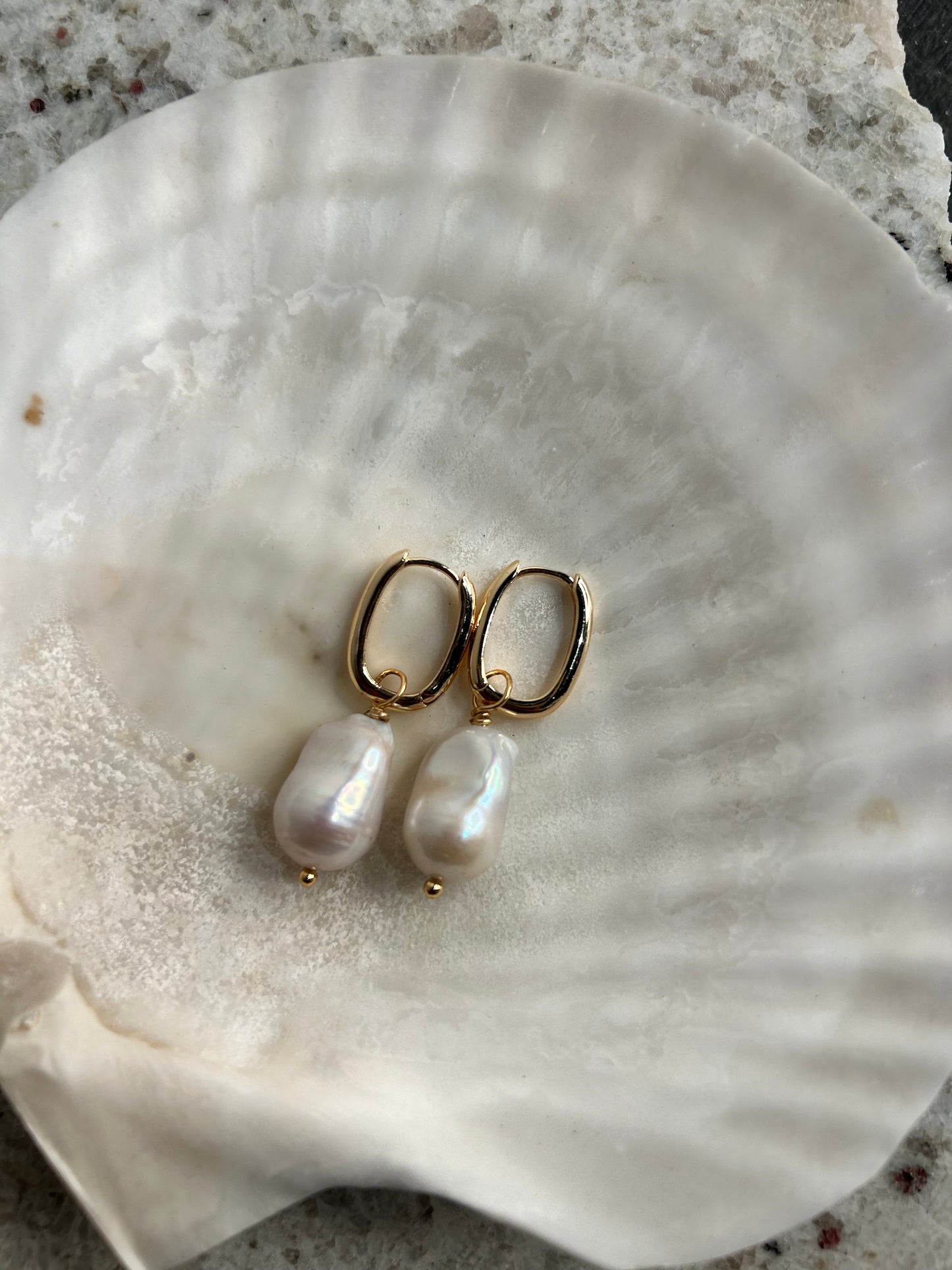 Dangling Baroque Freshwater Pearl Earrings: 14K Gold Over Sterling Silver